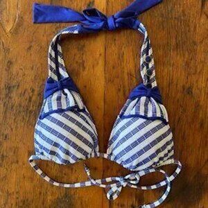 Vintage Betsey Johnson Blue Stripes Bikini Top